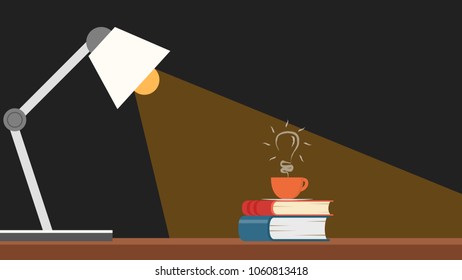 Coffee cup vector and lamp idea vector. wallpaper. background.
