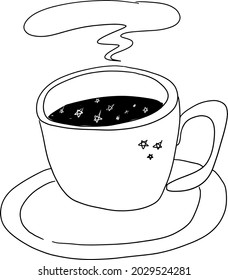Arte de línea vectorial de copa de café sobre fondo blanco