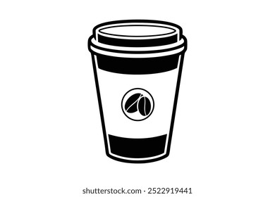 Ilustración de silueta de arte de línea de Vector de taza de café