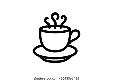 Coffee Cup Vector Line Art Illustration for Cafe Designs and Beverage Promotion Material