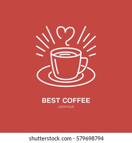 Coffee cup vector line icon. Barista equipment linear logo. Outline symbol for cafe, bar, shop