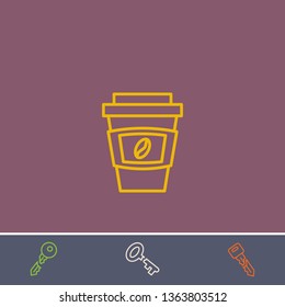 coffee cup vector line icon.Basic element illustration.coffee cup vector outline symbol design.Bonus broken key graphic concept