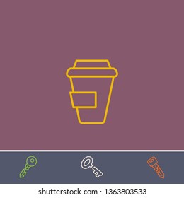 coffee cup vector line icon.Basic element illustration.coffee cup vector outline symbol design.Bonus broken key graphic concept