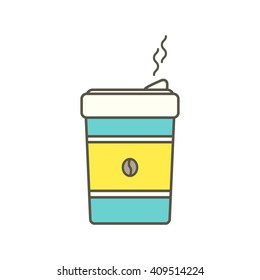 Coffee cup. Vector line illustration. Isolated on a white background.