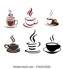 
coffee cup vector logo design set