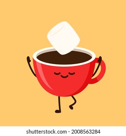 Coffee cup vector. Coffee cup logo design. white coffee cup. Marshmallow in coffee cup.