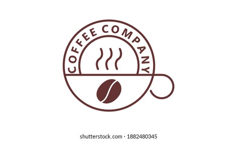 Coffee cup vector logo. Coffee drink line logo