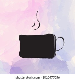 Coffee cup vector logo. watercolor style