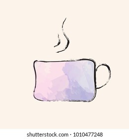 Coffee cup vector logo. watercolor style