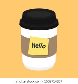 Coffee cup vector. post it vector. wallpaper. free space for text. logo design.