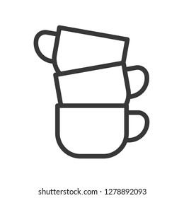 Coffee cup vector, coffee related line design editable stroke icon