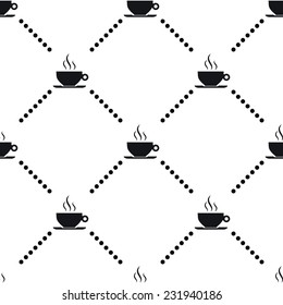 Coffee Cup Vector Seamless Pattern Background