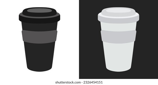 Coffee cup vector set. Black and white coffee vector. Paper coffee cup. A plastic cup of coffee. Set of vector craft cups for drinks.