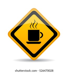 Coffee cup vector sign. Cafe road sign. Coffee icon.