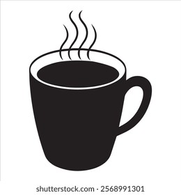 Coffee with cup vector Silhouette icon