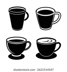 Coffee Cup Vector Silhouettes Collection on White Background

