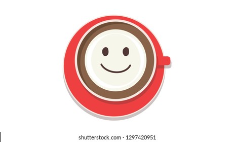 Coffee cup vector. smile symbol. free space for text. wallpaper.