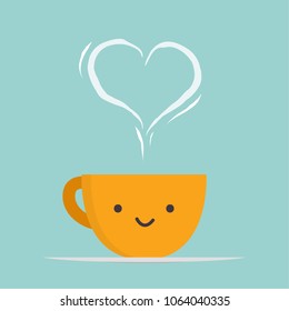 coffee cup vector. Smoke heart. free space for text. wallpaper. background