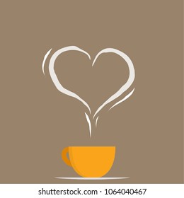 coffee cup vector. Smoke heart. free space for text. wallpaper. background