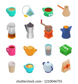 Coffee cup vector teacup icon isometric 