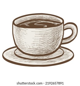 Coffee Cup Vintage Drawing Vector Logo Stock Vector (Royalty Free ...