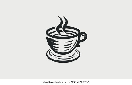 Coffee cup vintage icon. Coffee mug for logo, poster, label, emblem, menu design. Vector illustration 