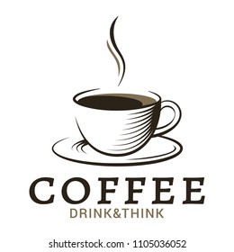 coffee cup vintage logo on white background