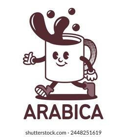 Coffee Cup Vintage Mascot Character 