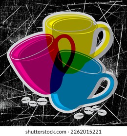 Coffee cup vintage vector art on blackground