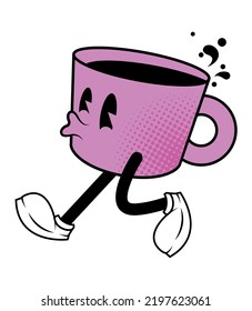 coffee cup walking cartoon character