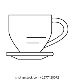 Coffee cup warm on plate isolated in black and white