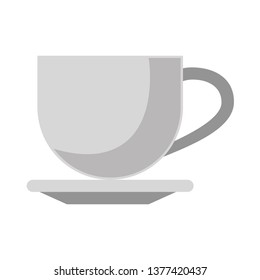 Coffee cup warm on plate isolated