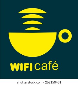 Coffee Cup Waves Wi-Fi Design