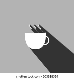 Coffee cup web icon on gray background