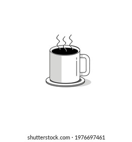 Coffee cup with white background icons vector.