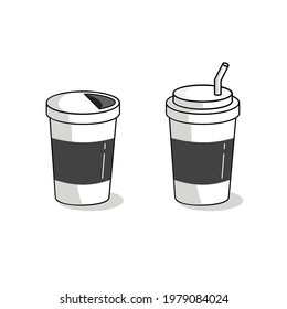 Coffee cup with white background icons vector.