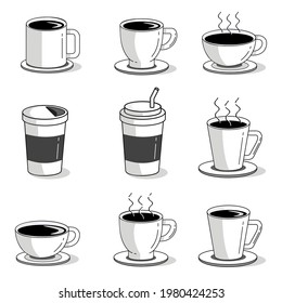 Coffee cup con vectores de iconos de fondo blanco.