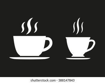 Coffee cup   white icon on a black background. Vector illustration.