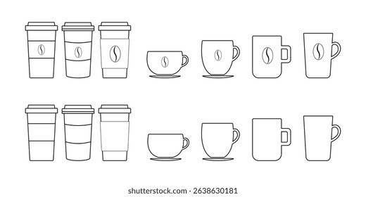 Coffee cup white. Line icon.
