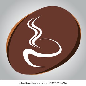 Coffee cup white on brown background, illustration