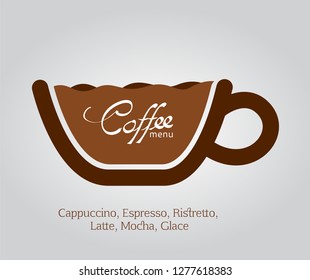 Coffee cup white on brown background, illustration