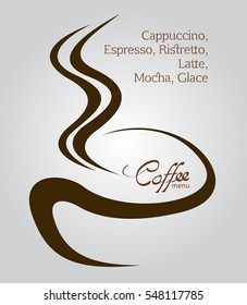 Coffee cup white on brown background, illustration