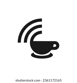 Coffee cup with wifi symbol vector. 