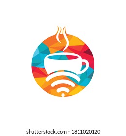 Coffee cup with WiFi vector icon logo. Creative logo design template for cafe or restaurant.