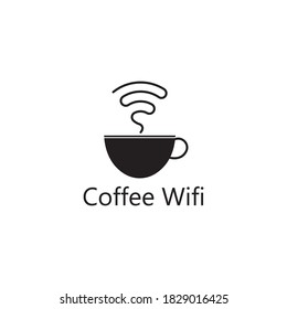 Coffee cup with WiFi vector icon logo. Creative logo design template for cafe or restaurant.
