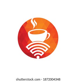 Coffee cup with WiFi vector icon logo. Creative logo design template for cafe or restaurant.