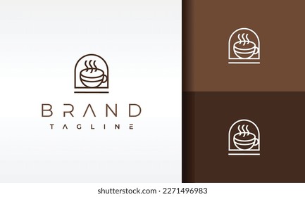 coffee cup window line logo