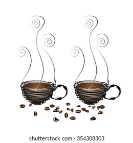 Coffee. A cup. Wire. Hot.