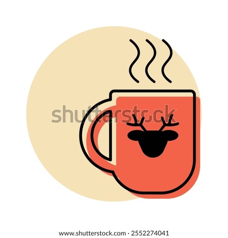a coffee cup .with deer.art and Illustrator.logo type .Steam .invite background in white background .