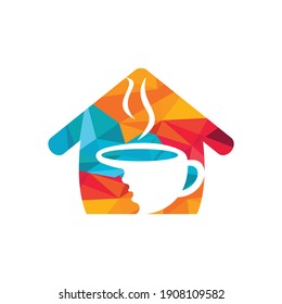 Coffee cup with women face logo vector. Coffee shop logo design.	